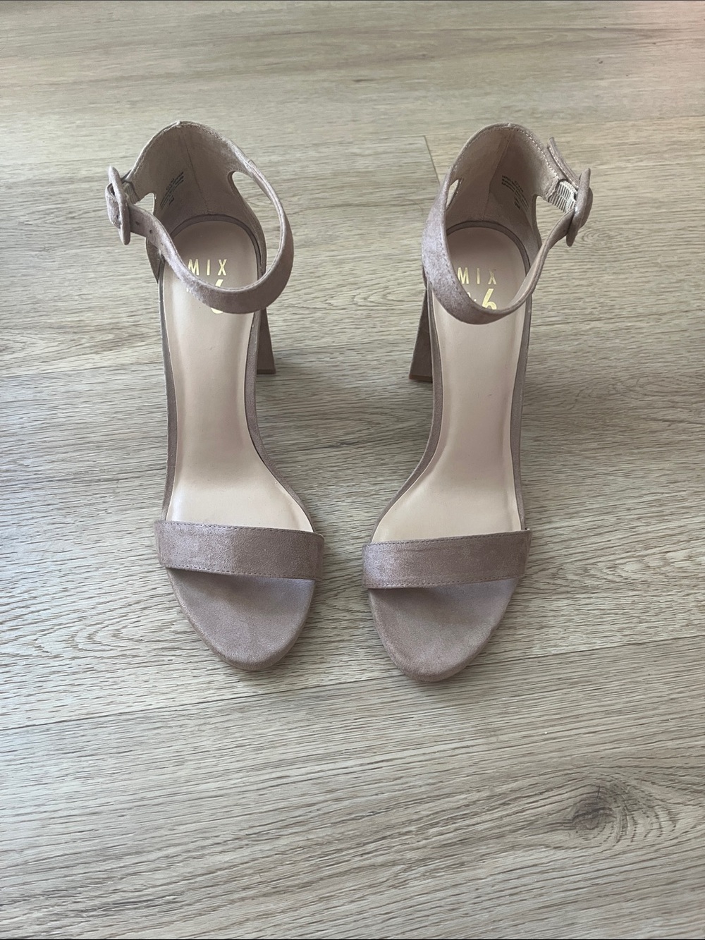 Suede Block Heel Sandals in Taupe
